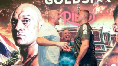 Fury (left) with Mariusz Wach
