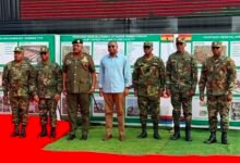Mr Ernest Brogya Genfi (middle) with Lieutenant General William Agyapong (third from left) and other senior officers after the ceremony