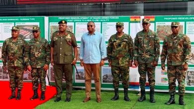 Mr Ernest Brogya Genfi (middle) with Lieutenant General William Agyapong (third from left) and other senior officers after the ceremony
