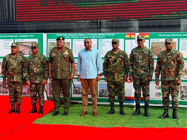 Mr Ernest Brogya Genfi (middle) with Lieutenant General William Agyapong (third from left) and other senior officers after the ceremony