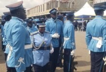 Mrs Mary-Ann Okunor inspecting the guard of honour mounted in her honour