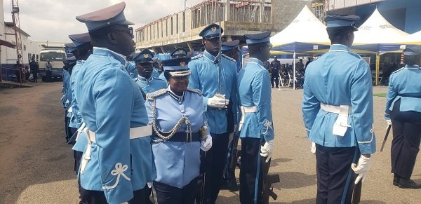 Mrs Mary-Ann Okunor inspecting the guard of honour mounted in her honour