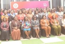 Mrs. Victoria Hajar ( seated fifth from right) and Ms Wiredu-Akpabli (sixth from left) with some women from HR after the opening ceremony. Photo Ebo Gorman