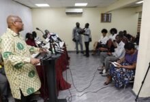 J.E.A. Mills Memorial ----Mr Segbefia addressing the press