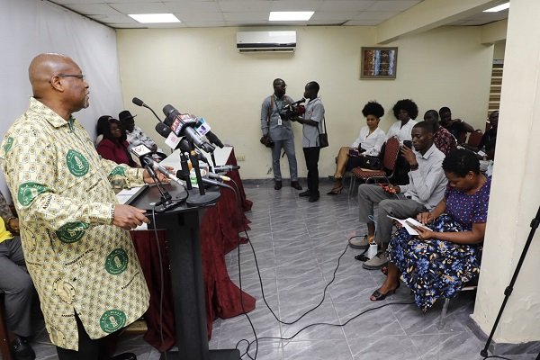 J.E.A. Mills Memorial ----Mr Segbefia addressing the press