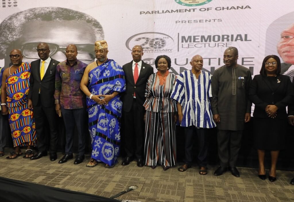 Justice Atuguba(third from right) with Vice President Professor Naana Jane Opoku-Agyemang(sixth from left),Ga Mantse, King Tackie Teiko Tsuru II(sixth from right),First Deputy Speaker, Bernard Ahiafor(middle)and others
