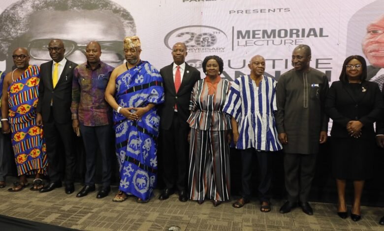 Justice Atuguba(third from right) with Vice President Professor Naana Jane Opoku-Agyemang(sixth from left),Ga Mantse, King Tackie Teiko Tsuru II(sixth from right),First Deputy Speaker, Bernard Ahiafor(middle)and others