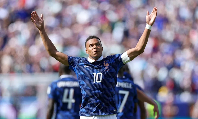 Kylian Mbappe celebrates his goal