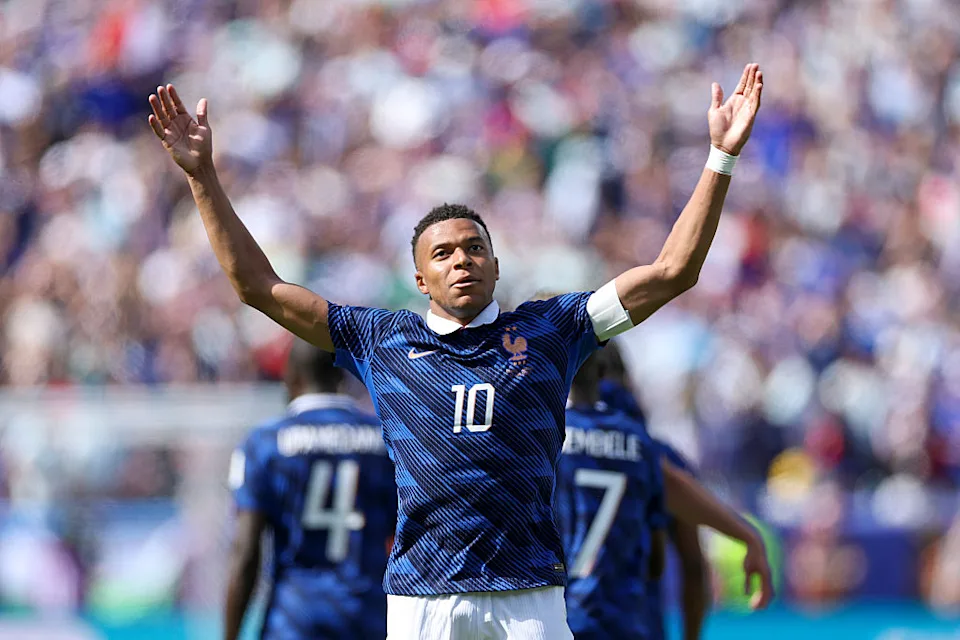 Kylian Mbappe celebrates his goal