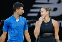 Novak Djokovic (left) with Aryna Sabalenka