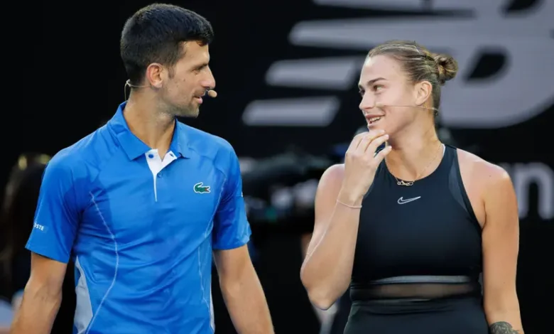 Novak Djokovic (left) with Aryna Sabalenka