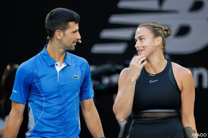 Novak Djokovic (left) with Aryna Sabalenka