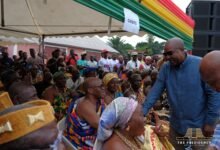 President Mahama exchanging greetings with Chiefs in the North Tongu District during the Volta Region tour