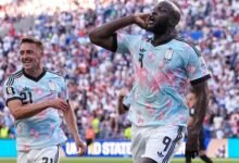 Romelu Lukaku celebrates his team’s fourth goal