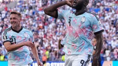 Romelu Lukaku celebrates his team’s fourth goal