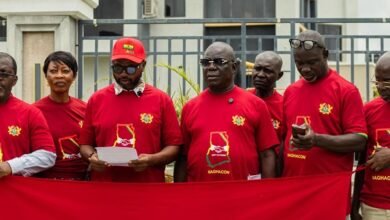 Mr Tetteh, (middle) addressing the press conference