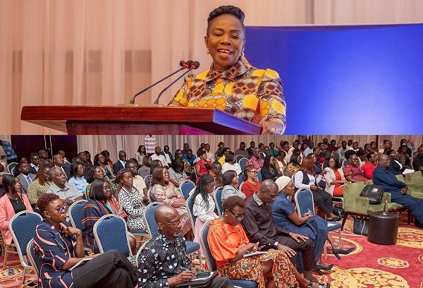 Ms Esther A. N. Cobbah (inset) addressing participants at the event