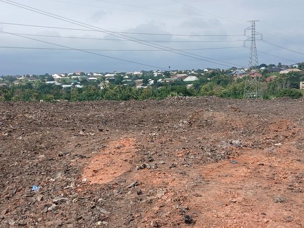 The decommissioned landfill site in Sunyani