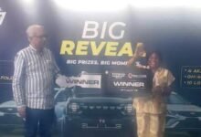 Inset,Ms Achiaa receiving the key to the car from Mr Sarwani