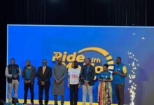 The Chief Executive Officer of MobileMoney Fintech Limited, Mr Shaibu Haruna(fourth from right), together with some dignitaries at the launch