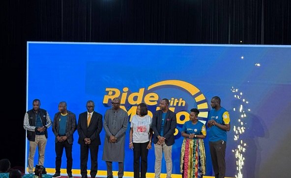 The Chief Executive Officer of MobileMoney Fintech Limited, Mr Shaibu Haruna(fourth from right), together with some dignitaries at the launch