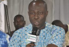Mr Yeboah (inset) addressing the gatheirng