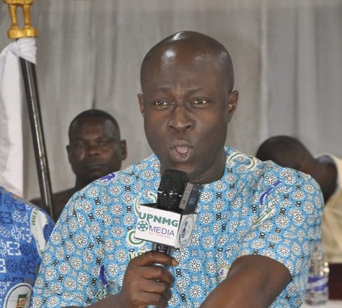 Mr Yeboah (inset) addressing the gatheirng
