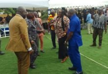 ACP Adjei (second from left) on the dance floor with Alhaji Faila (left) and Ms Nongo (second from right)