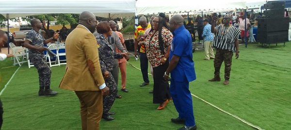 ACP Adjei (second from left) on the dance floor with Alhaji Faila (left) and Ms Nongo (second from right)