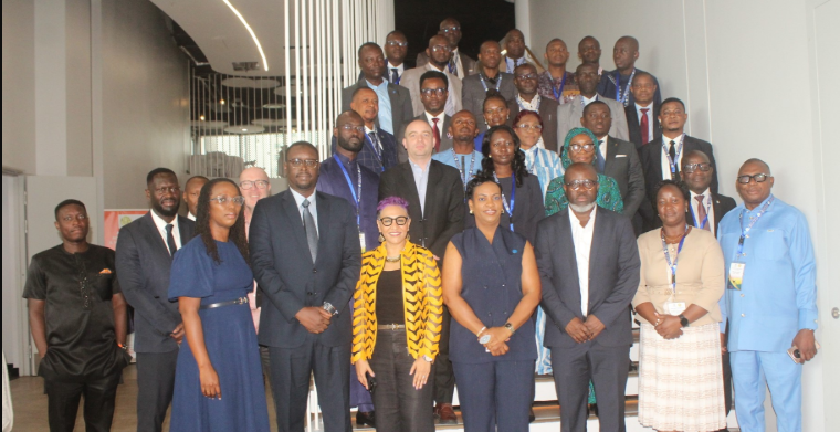 Mr Archer (third from right), with COP Donkor (fourth from left), Ms Nalubega (second from right), Ms Chandrasekaran (third from left) and participants after the opening ceremony.Photo.Ebo Gorman