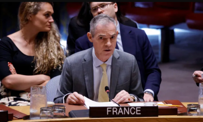 France's UN ambassador Jerome Bonnafont spoke at the UN Security Council in New York on Monday