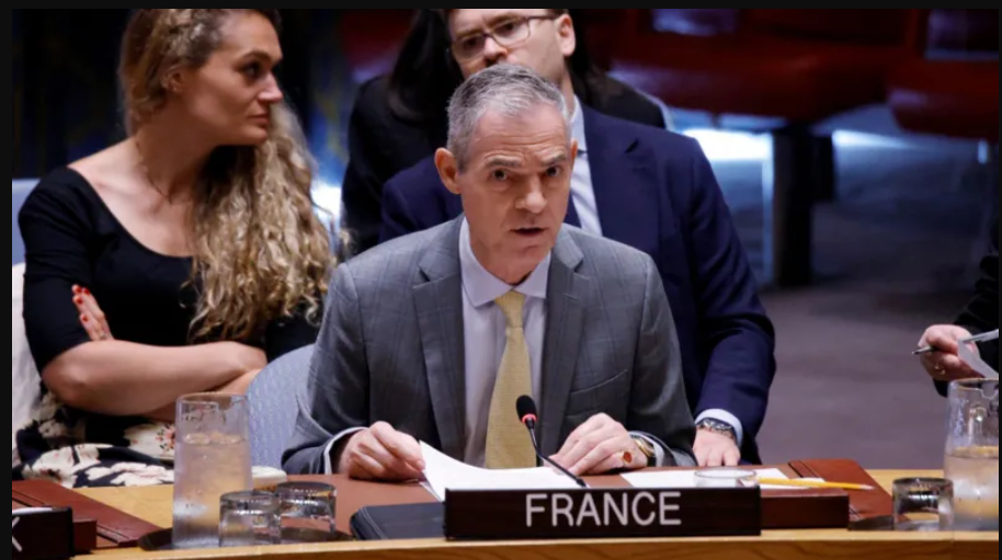 France's UN ambassador Jerome Bonnafont spoke at the UN Security Council in New York on Monday