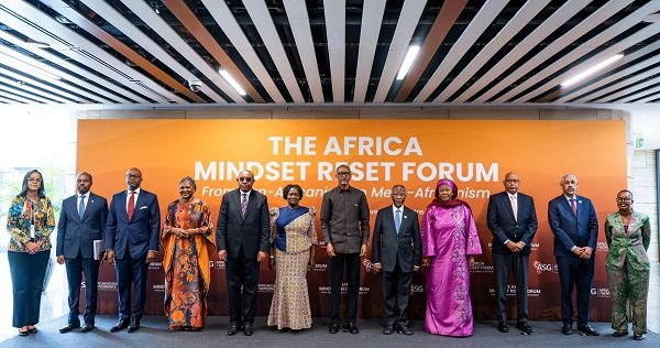 Vice-President, Prof. Opoku-Agyemang (sixth from left) with President Paul Kagame (sixth from right) and other dignitaries after the forum