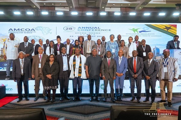 President Mahama (middle) with Mr Akandoh (fifth from right) and other dignitaries at the conference