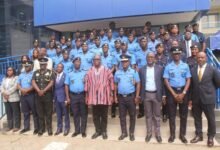 Mr Terlabi (in smock) with Mr Quainoo (fifth from left) and participants after the opening ceremony. Photo. Ebo Gorman
