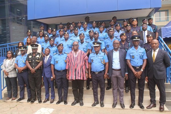 Mr Terlabi (in smock) with Mr Quainoo (fifth from left) and participants after the opening ceremony. Photo. Ebo Gorman
