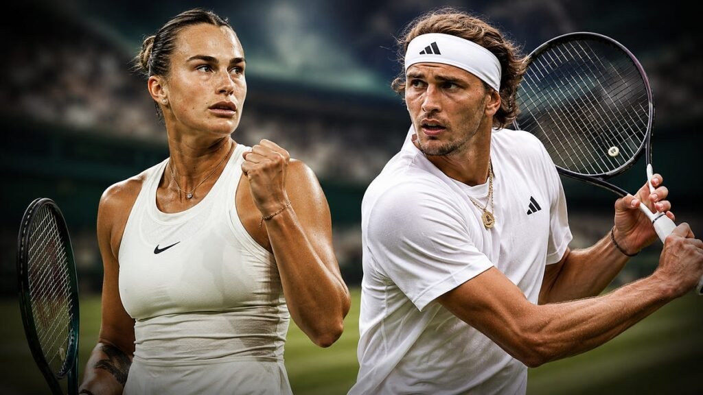 Aryna Sabalenka (left) and Alexander Zverev