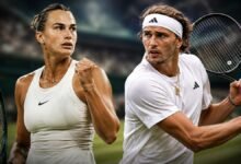 Aryna Sabalenka (left) and Alexander Zverev