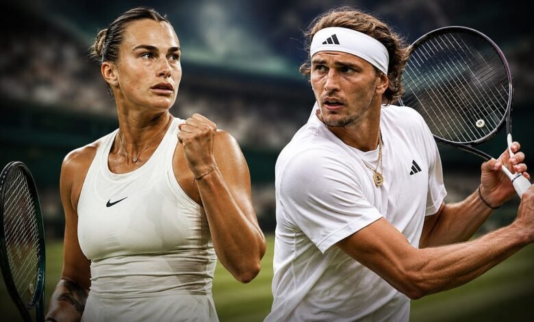 Aryna Sabalenka (left) and Alexander Zverev