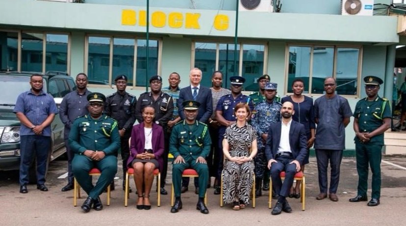 Mr Basintale ( seated middle) with dignitaries after the launch.jpg