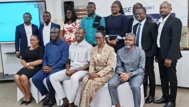Mr Aboagye (seated middle) with Ms Amoah (seated second right) and other management staff of the company after the programme