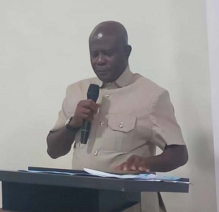 • Mr Mensah (inset) addressing the gathering