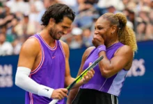 Carlos Alcaraz (left) with Serena Williams