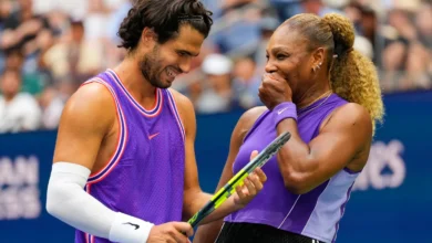 Carlos Alcaraz (left) with Serena Williams
