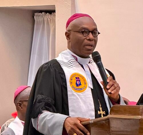 Most Rev. Prof. Asamoah-Gyadu (inset) addressing the gathering