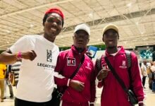 Coach Carl Lokko (middle) with John Laryea (right) and Mubarak Yusif Nanor