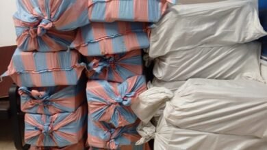 The suspected cocaine in gari bags