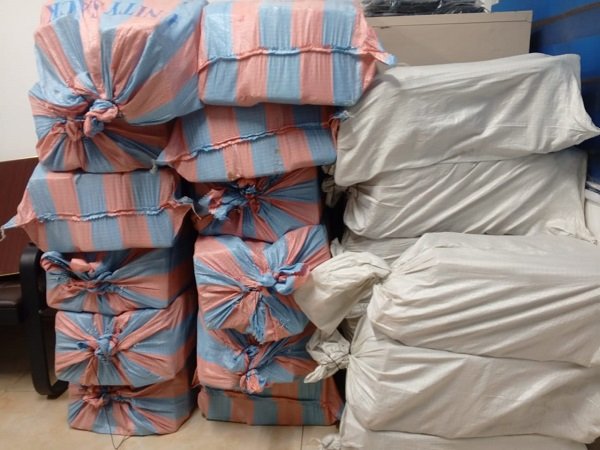 The suspected cocaine in gari bags