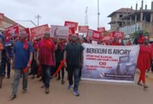Berekum residents demonstrating