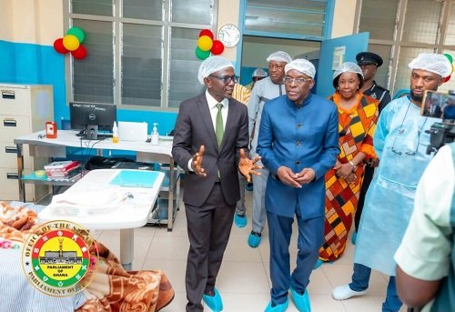 Mr Bagbin (second from left) and other dignitaries in one of the wards during the commissioning of the care unit